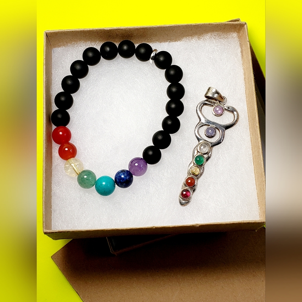 Chakra .925 Sterling Pendant & Bracelet Set